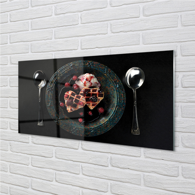 Painel de vidro Waffles de coração com colher de sorvete