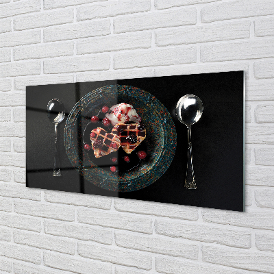 Painel de vidro Waffles de coração com colher de sorvete
