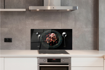 Painel de vidro Waffles de coração com colher de sorvete