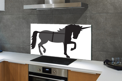 Painel de vidro Unicórnio Negro