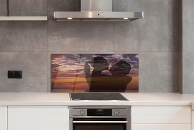 Painel de vidro Céu, nuvens, pessoas, mar