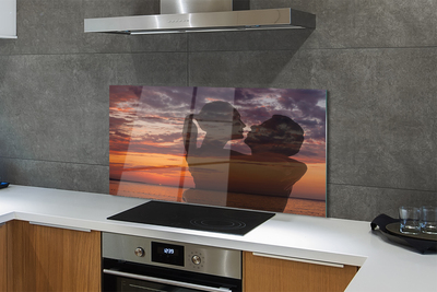 Painel de vidro Céu, nuvens, pessoas, mar