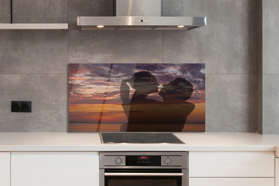 Painel de vidro Céu, nuvens, pessoas, mar