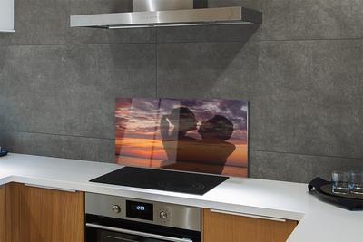 Painel de vidro Céu, nuvens, pessoas, mar