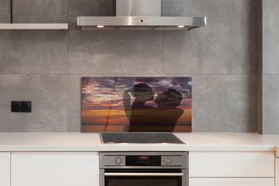 Painel de vidro Céu, nuvens, pessoas, mar