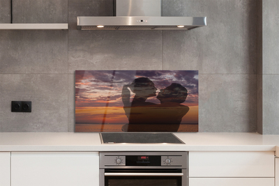 Painel de vidro Céu, nuvens, pessoas, mar