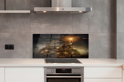 Painel de vidro Nuvens de navio farol