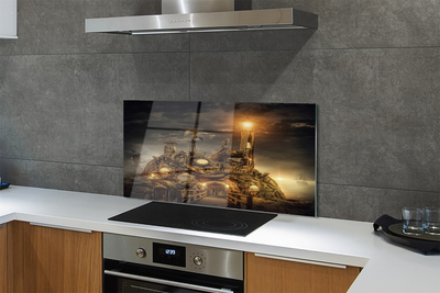 Painel de vidro Nuvens de navio farol