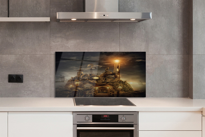 Painel de vidro Nuvens de navio farol