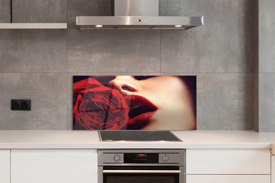 Painel de vidro Lábios de mulher rosa