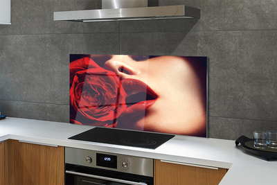 Painel de vidro Lábios de mulher rosa