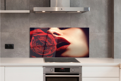 Painel de vidro Lábios de mulher rosa