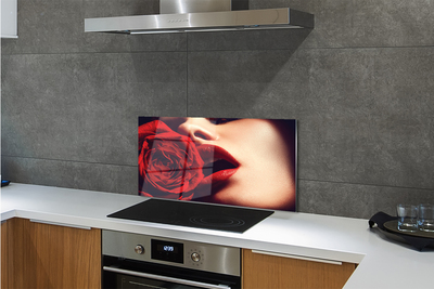Painel de vidro Lábios de mulher rosa