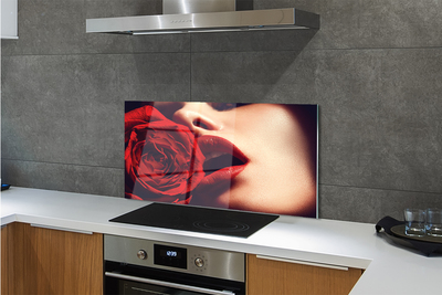 Painel de vidro Lábios de mulher rosa