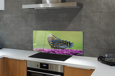 Painel de vidro Borboleta colorida em flores