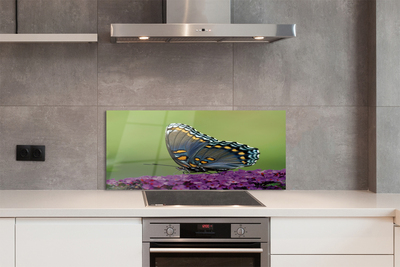 Painel de vidro Borboleta colorida em flores