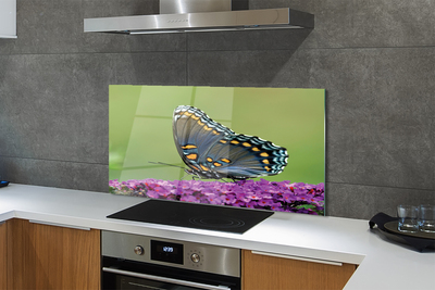 Painel de vidro Borboleta colorida em flores