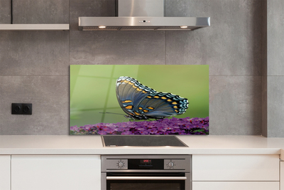 Painel de vidro Borboleta colorida em flores
