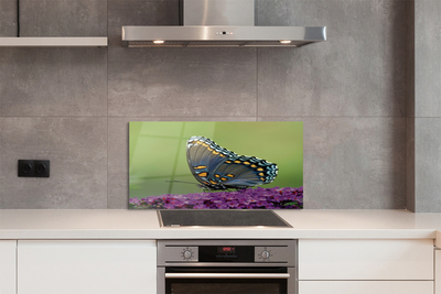 Painel de vidro Borboleta colorida em flores