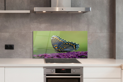 Painel de vidro Borboleta colorida em flores