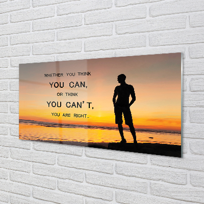 Painel de vidro Inscrição do homem no mar