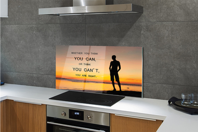 Painel de vidro Inscrição do homem no mar