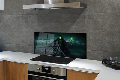 Painel de vidro Figura escura fogo verde