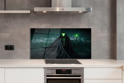 Painel de vidro Figura escura fogo verde