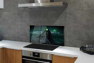 Painel de vidro Figura escura fogo verde