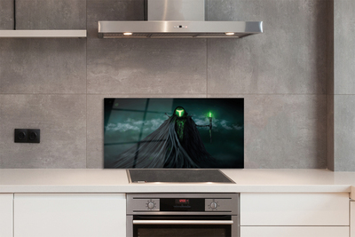 Painel de vidro Figura escura fogo verde