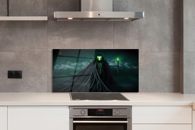 Painel de vidro Figura escura fogo verde