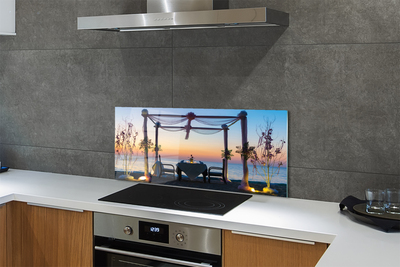 Painel de vidro Jantar ao pôr do sol no mar
