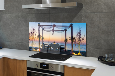 Painel de vidro Jantar ao pôr do sol no mar