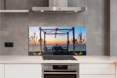 Painel de vidro Jantar ao pôr do sol no mar