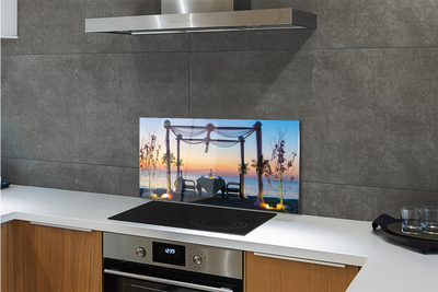 Painel de vidro Jantar ao pôr do sol no mar