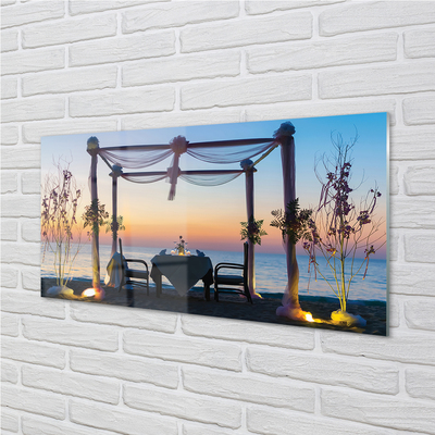 Painel de vidro Jantar ao pôr do sol no mar