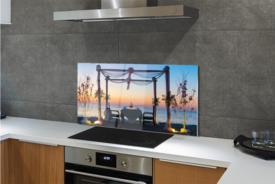 Painel de vidro Jantar ao pôr do sol no mar