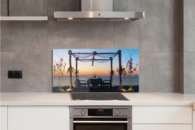 Painel de vidro Jantar ao pôr do sol no mar