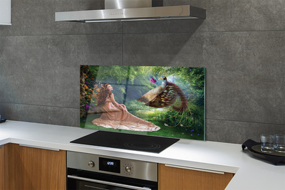 Painel de vidro Mulher faisão da floresta