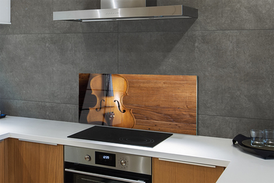 Painel de vidro Violino sobre madeira