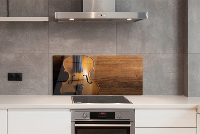 Painel de vidro Violino sobre madeira