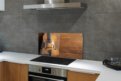 Painel de vidro Violino sobre madeira