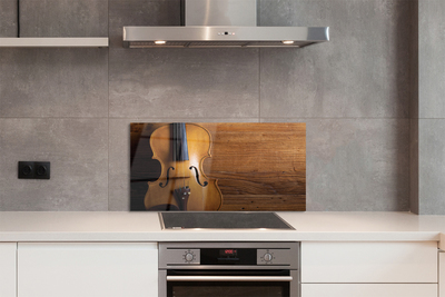 Painel de vidro Violino sobre madeira