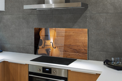 Painel de vidro Violino sobre madeira