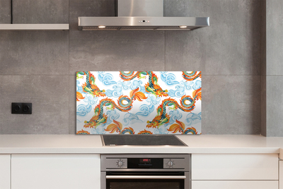 Painel de vidro Dragões coloridos japoneses