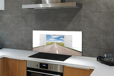 Painel de vidro Porta de estrada de campo 3d