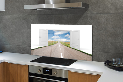 Painel de vidro Porta de estrada de campo 3d