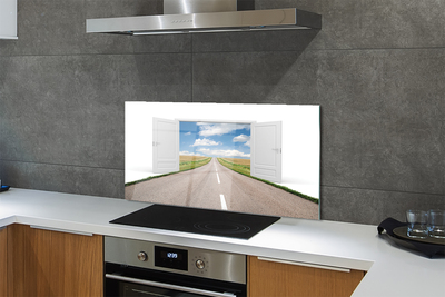 Painel de vidro Porta de estrada de campo 3d