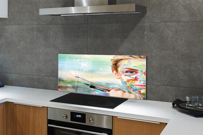 Painel de vidro Mulher com pincéis