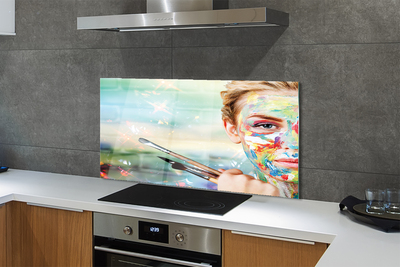 Painel de vidro Mulher com pincéis